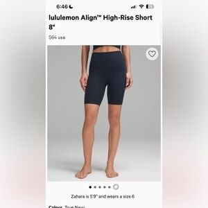 lulu lemon align 8” biker short